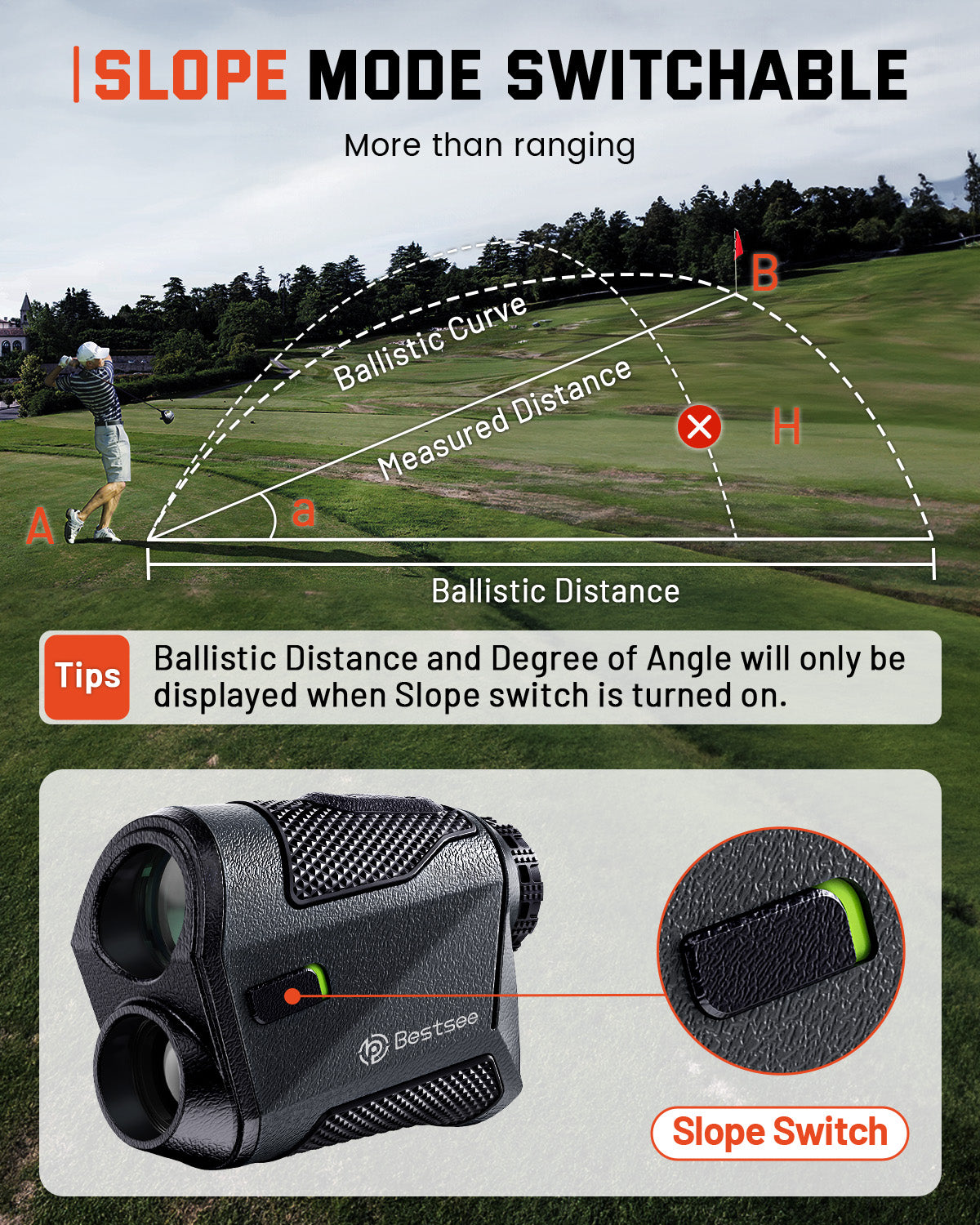 Bestsee KF1000 1200 Yards Laser Golf Rangefinder with Slope